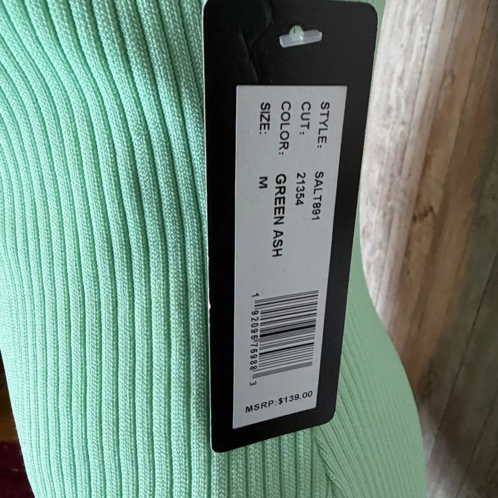 NWT Bebe One-Shoulder Green Ash Bandage Dress - Picture 4 of 9